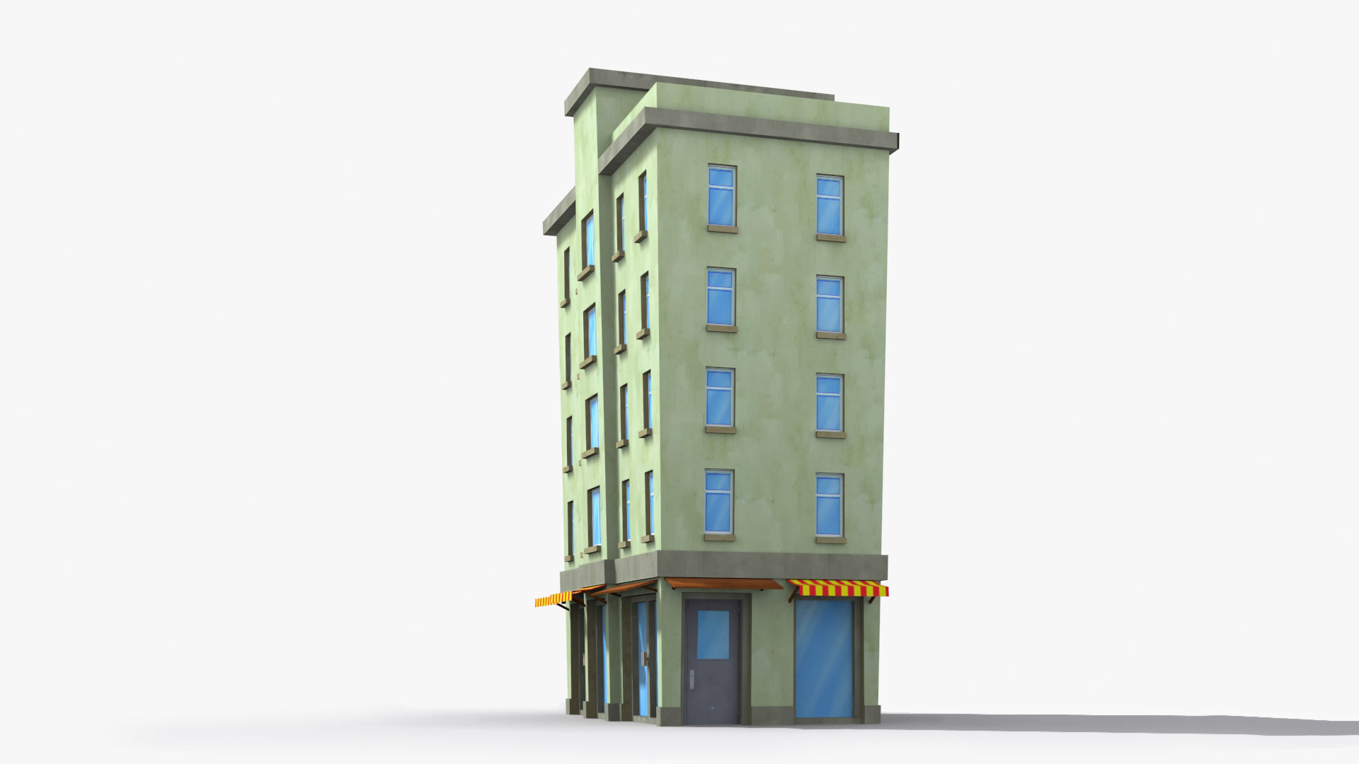 Cartoon Building x7 Low-poly 3D model_3