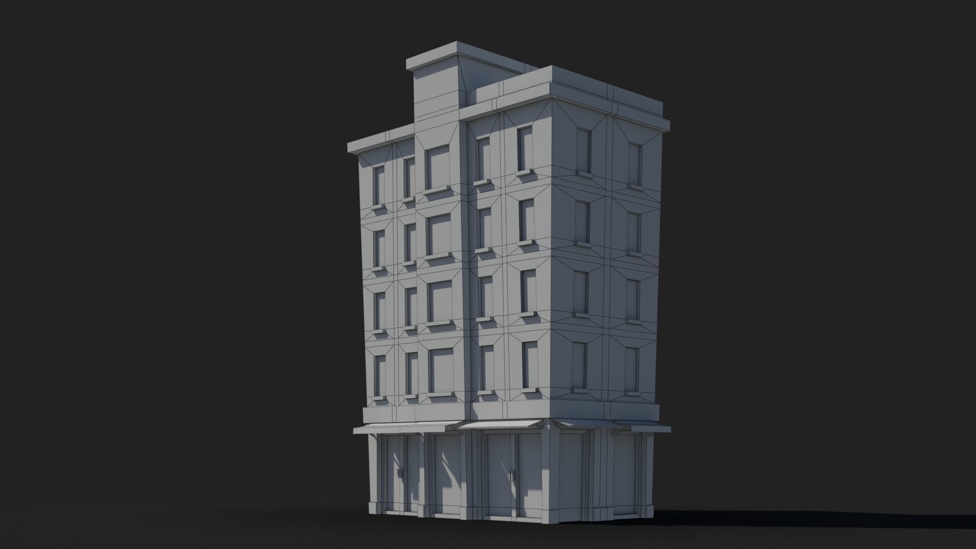 Cartoon Building x7 Low-poly 3D model_5