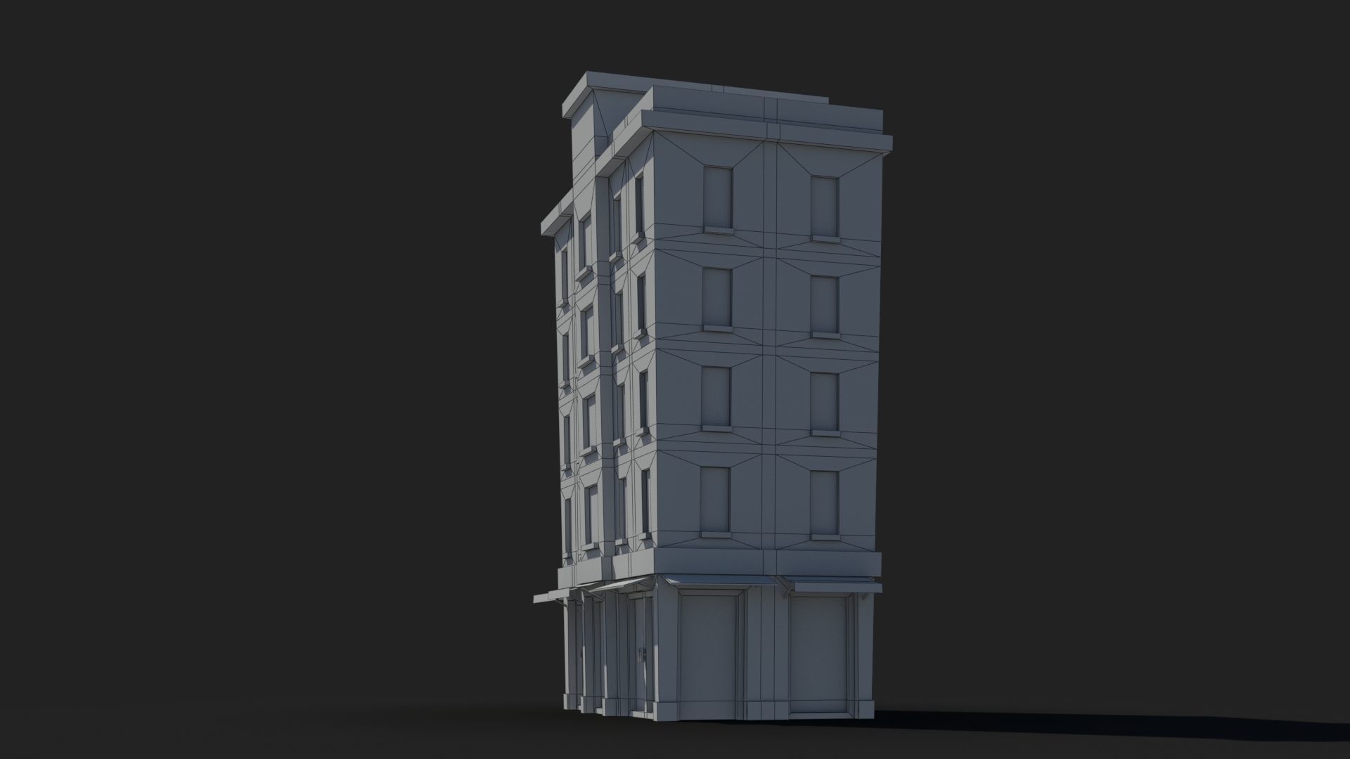 Cartoon Building x7 Low-poly 3D model_8