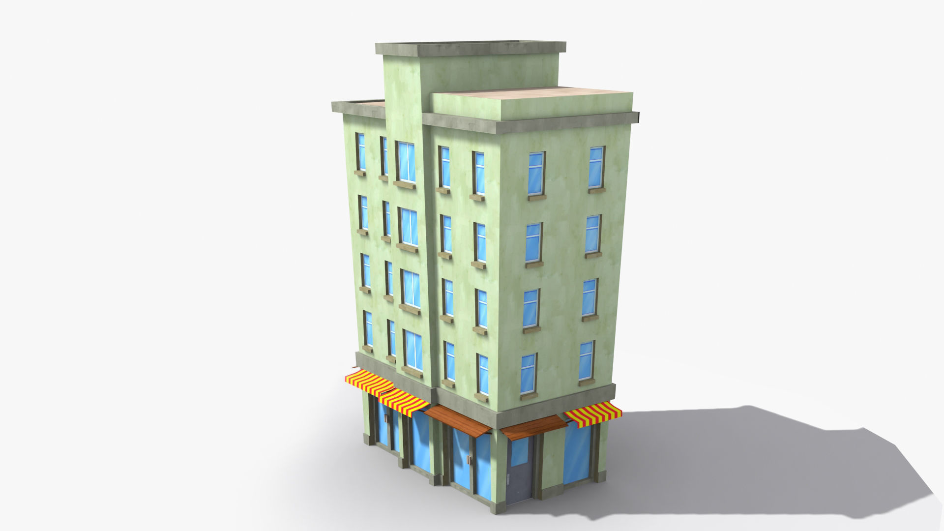 Cartoon Building x7 Low-poly 3D model_4