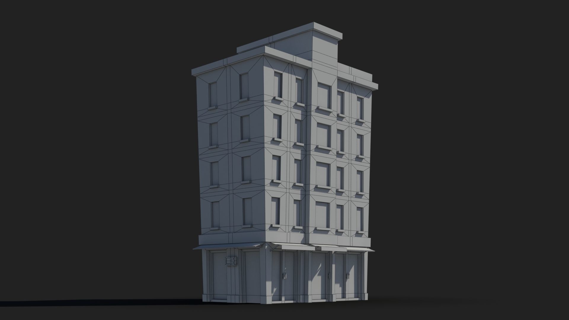 Cartoon Building x7 Low-poly 3D model_7