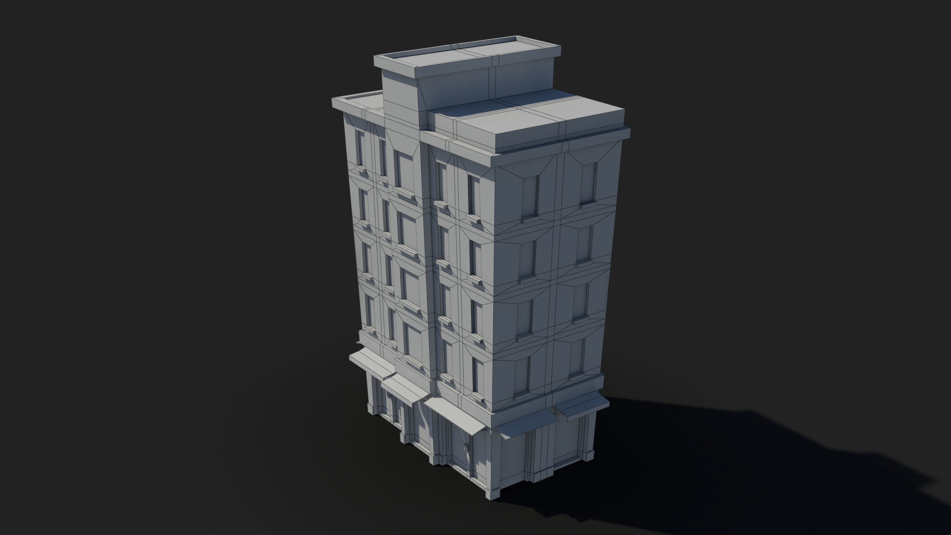 Cartoon Building x7 Low-poly 3D model_9