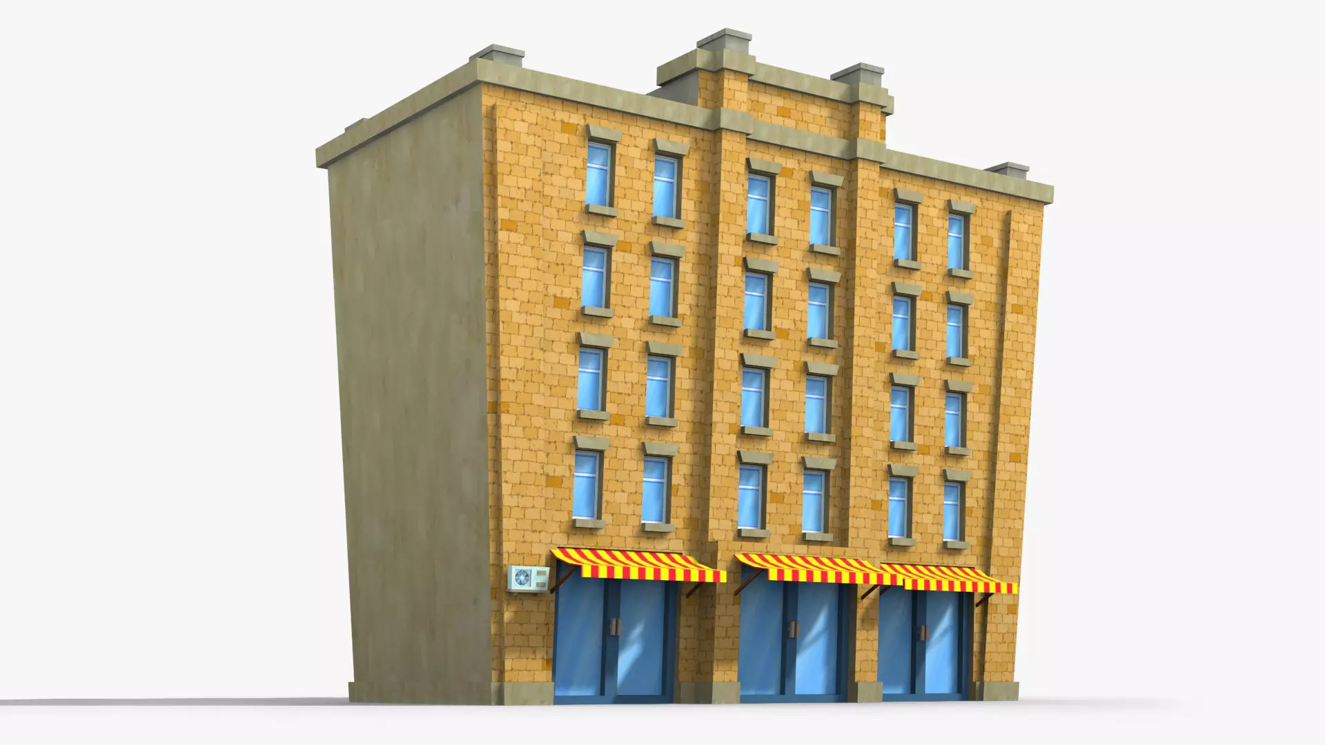Cartoon Building x8 Low-poly 3D model