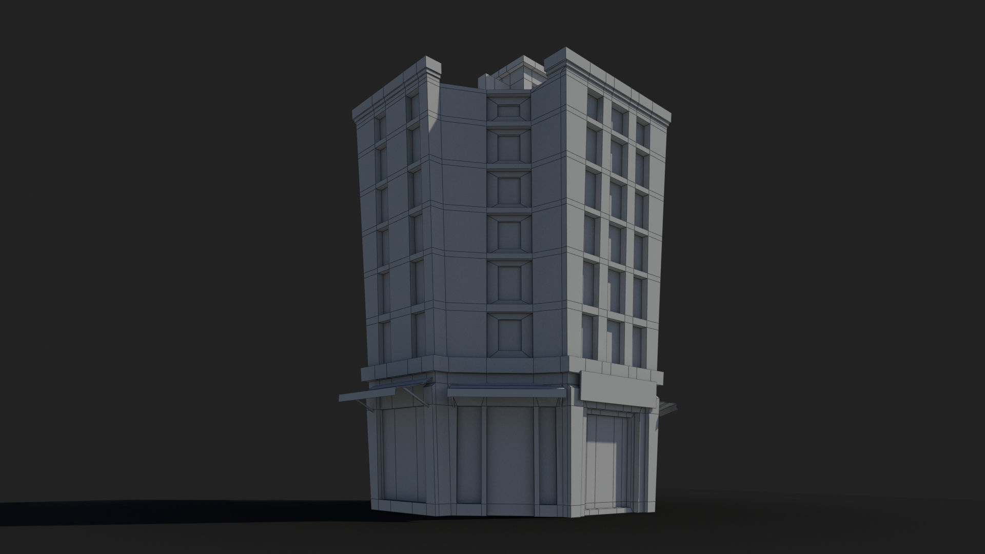 Cartoon Building x10 Low-poly 3D model_7