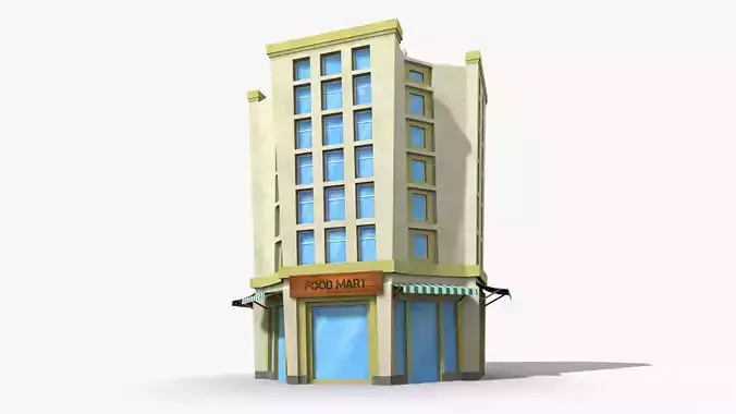 Cartoon Building x10 Low-poly 3D model