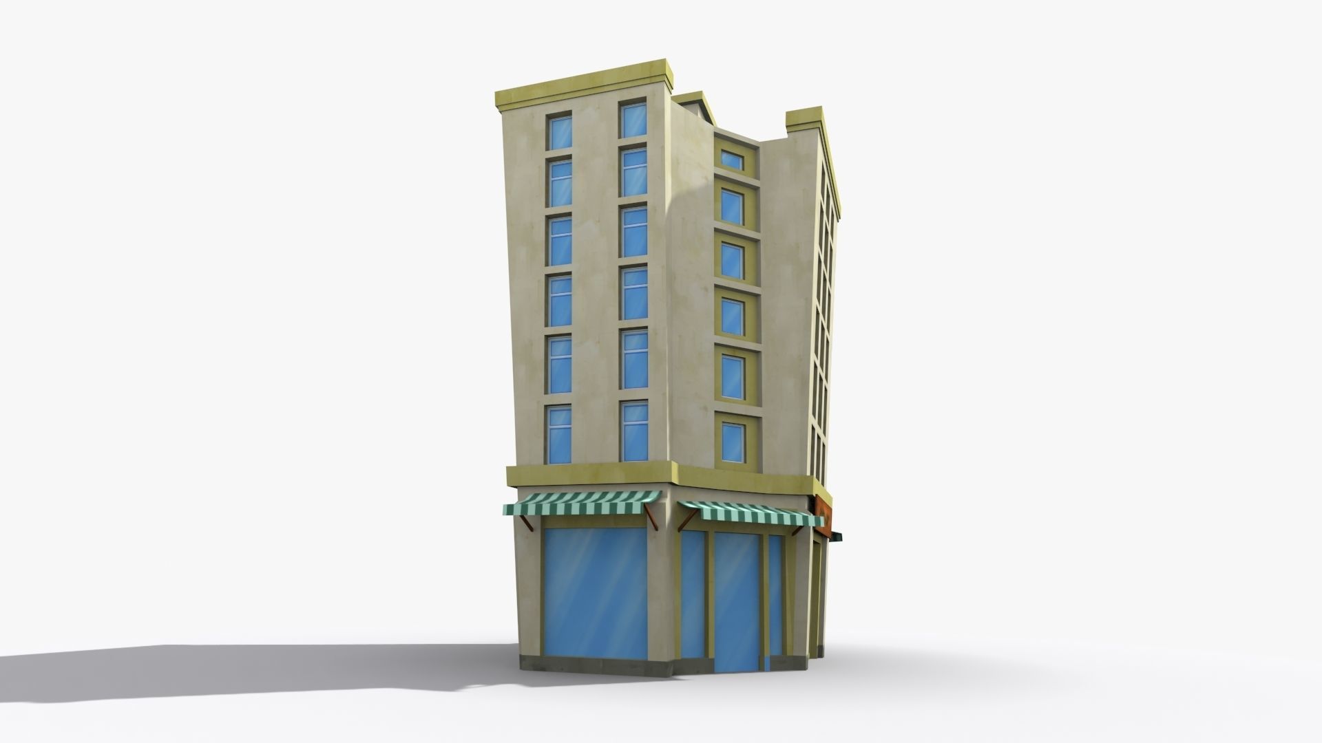 Cartoon Building x10 Low-poly 3D model_4