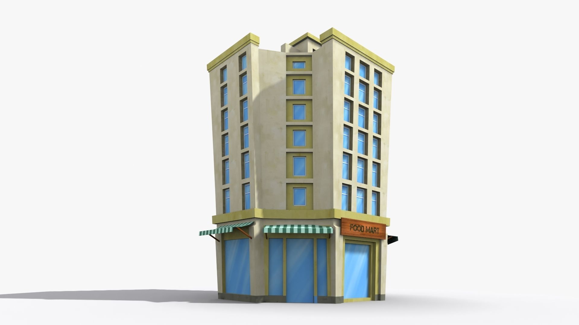 Cartoon Building x10 Low-poly 3D model_3