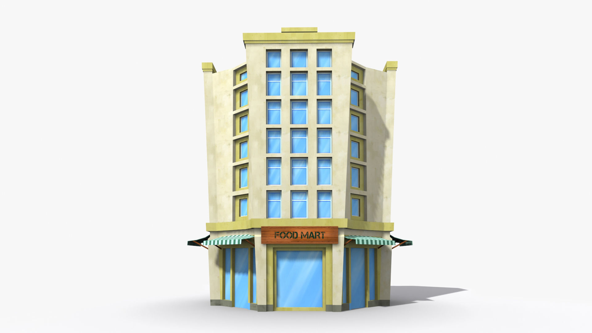 Cartoon Building x10 Low-poly 3D model_2