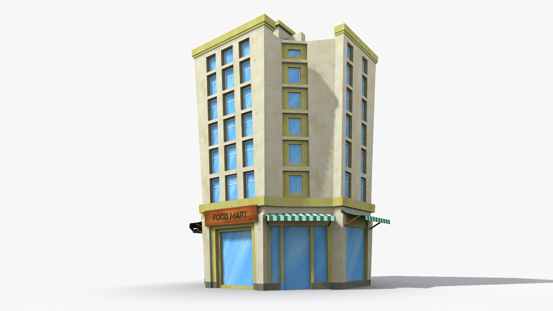 Cartoon Building x10 Low-poly 3D model_1