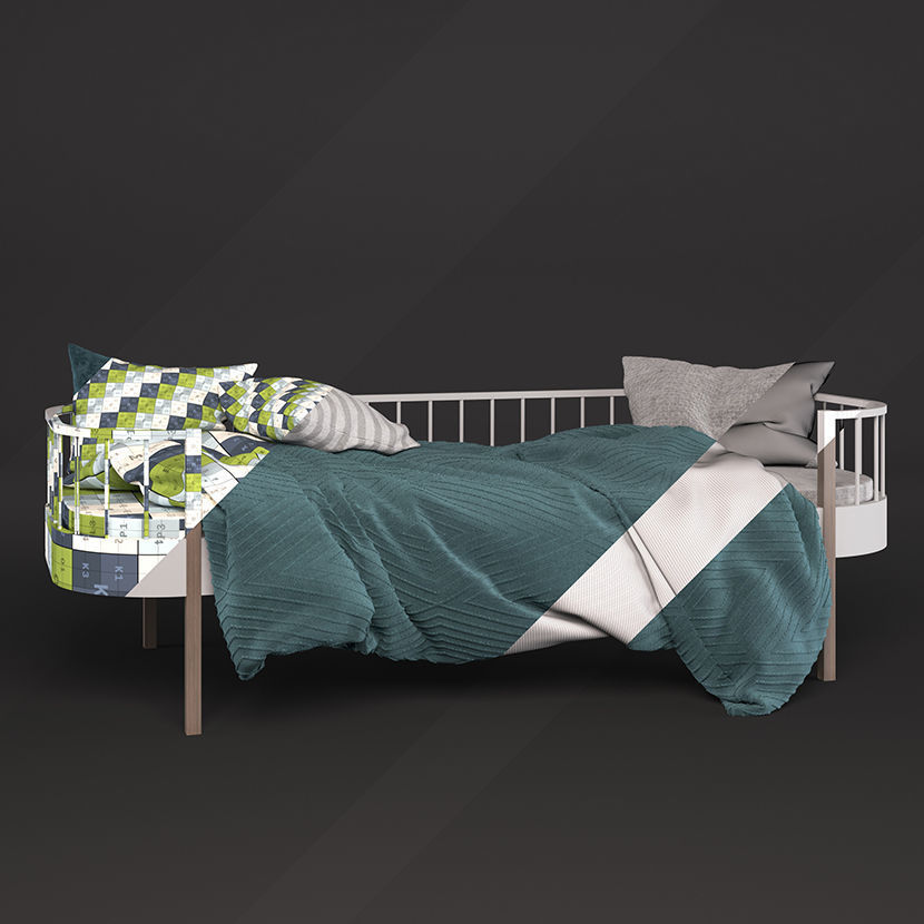 Single bed 01 3D model_4