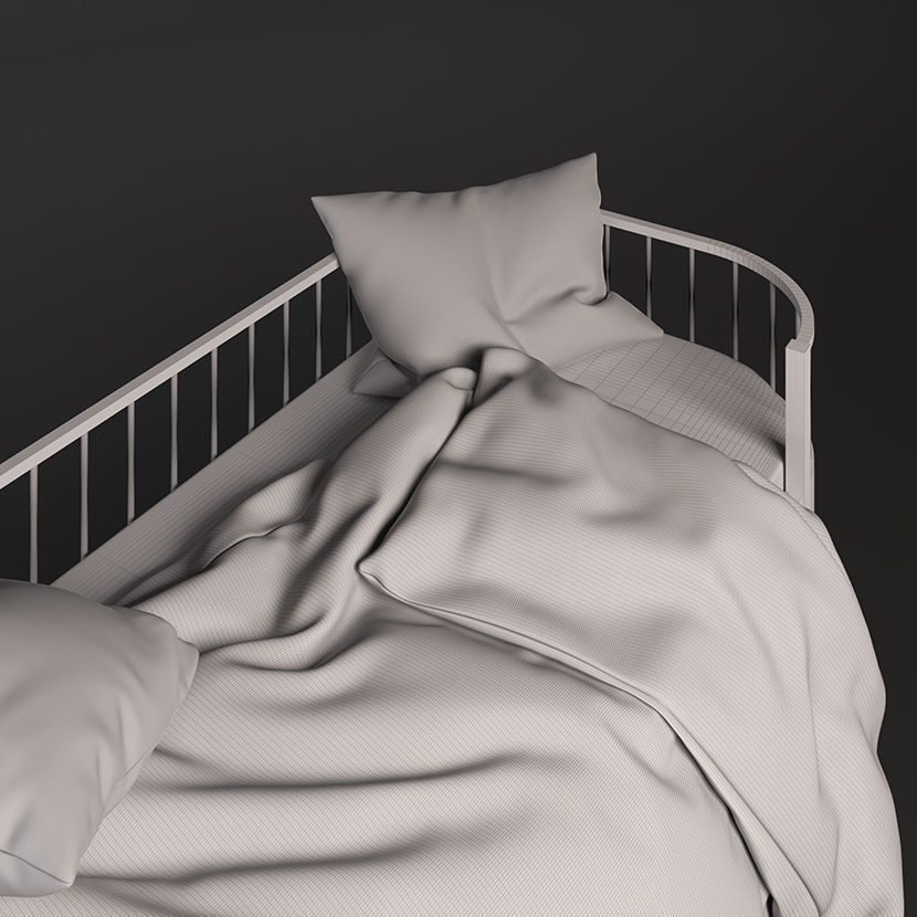 Single bed 01 3D model_5