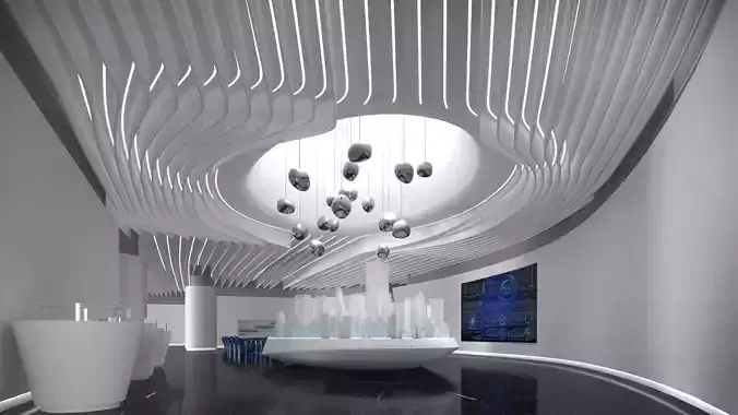 Futuristic Exhibition Room 3D model