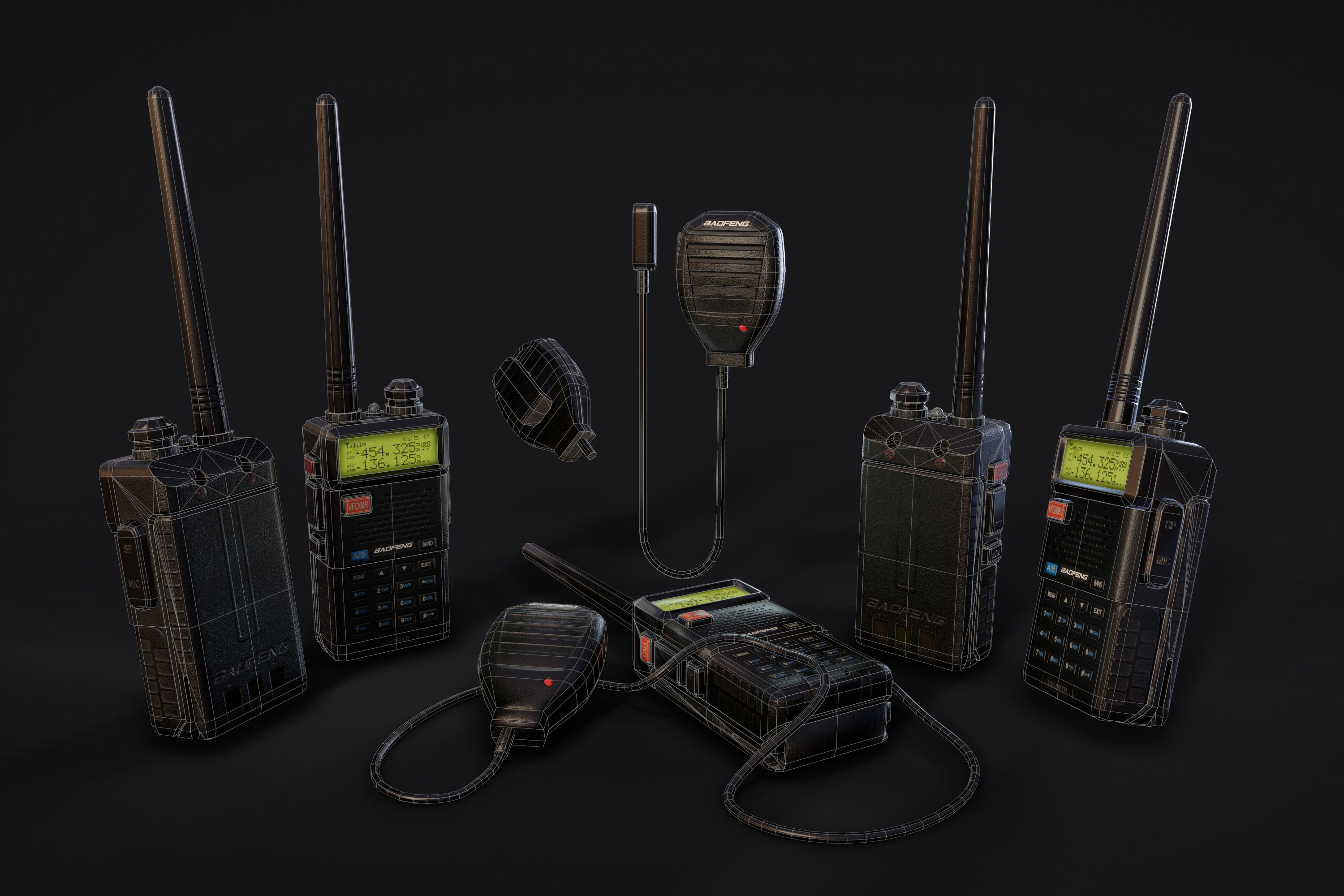 Baofeng UV-5R Walkie Talkie Radio Low-poly 3D model_1