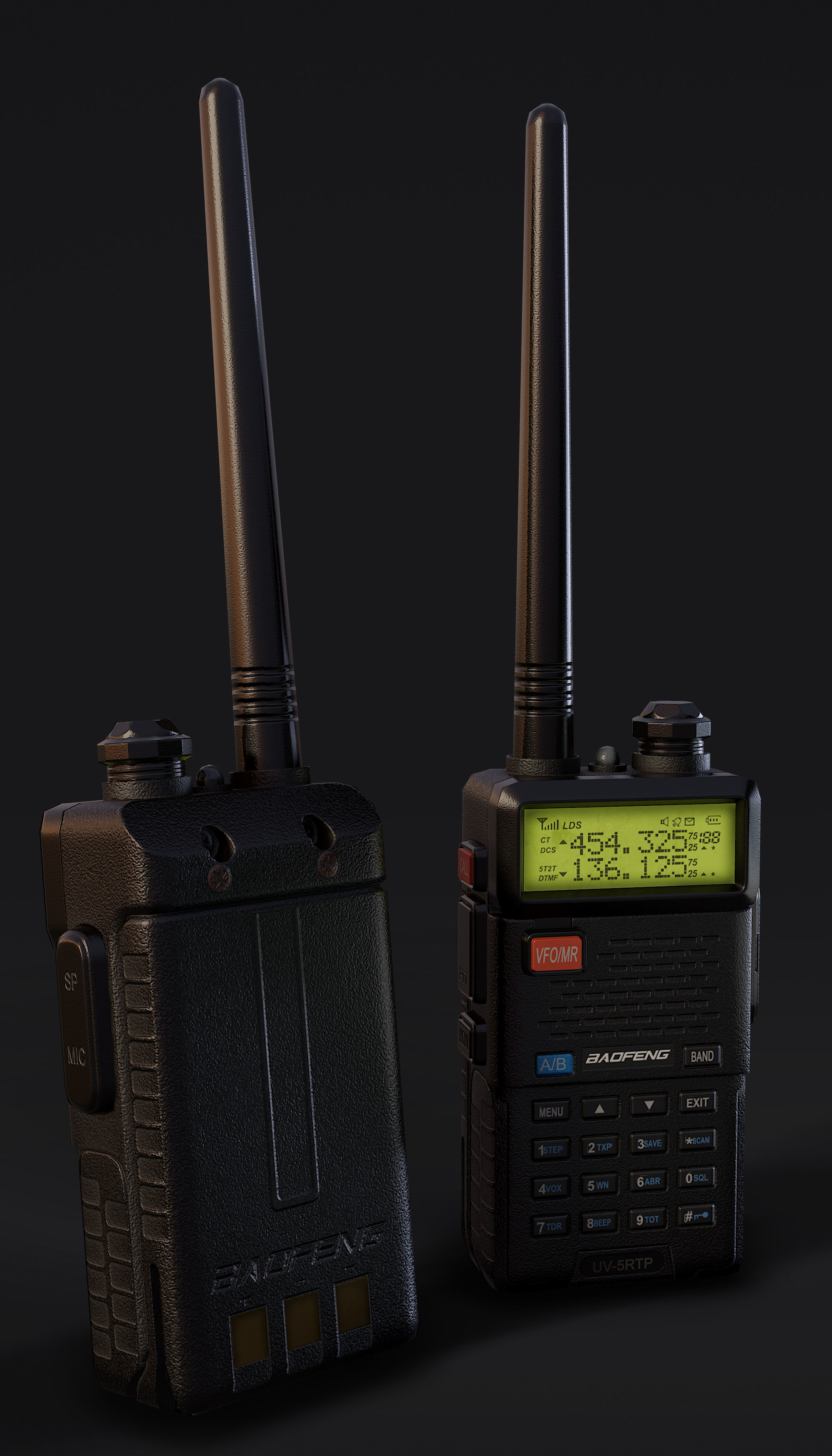 Baofeng UV-5R Walkie Talkie Radio Low-poly 3D model_2