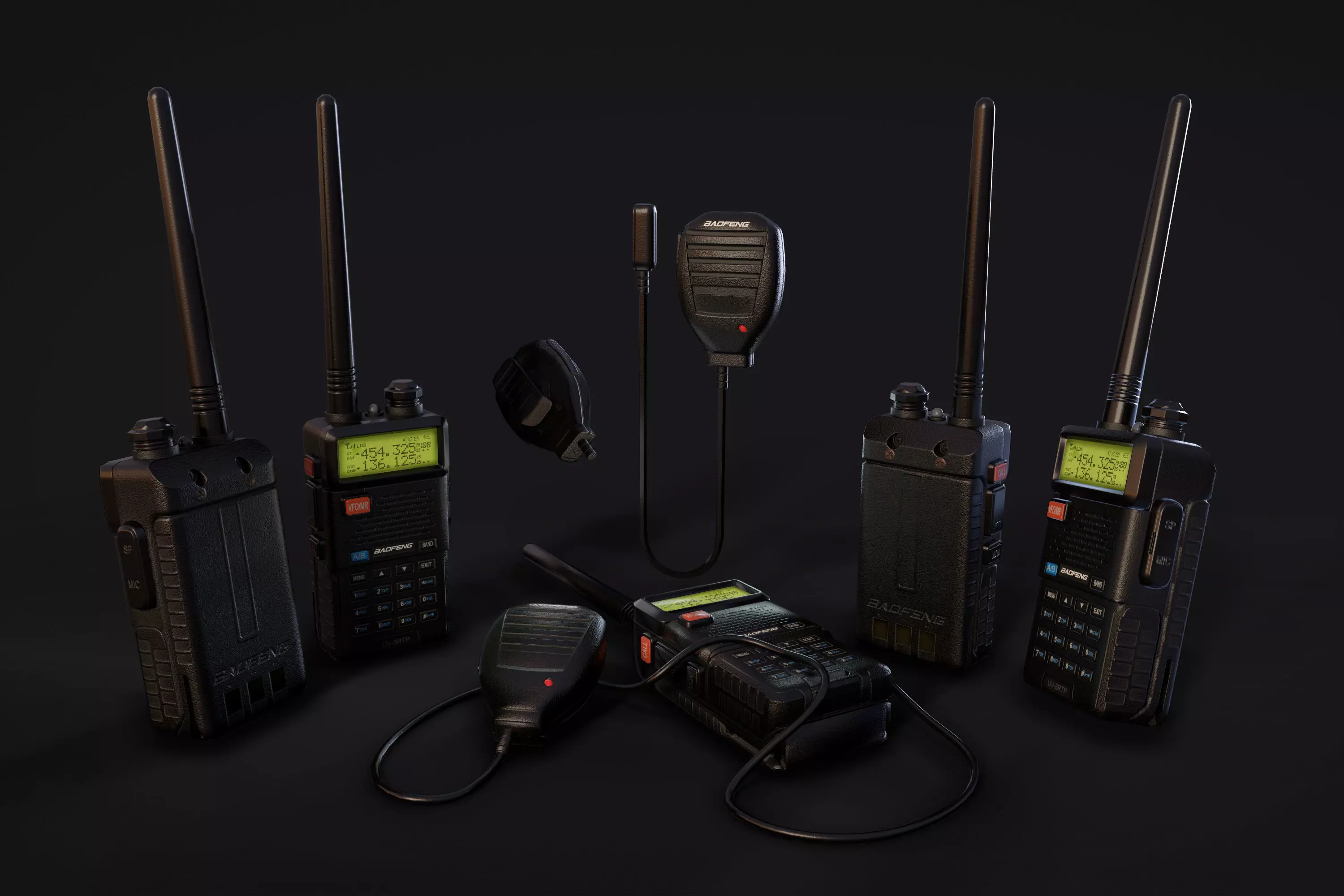Baofeng UV-5R Walkie Talkie Radio Low-poly 3D model_0