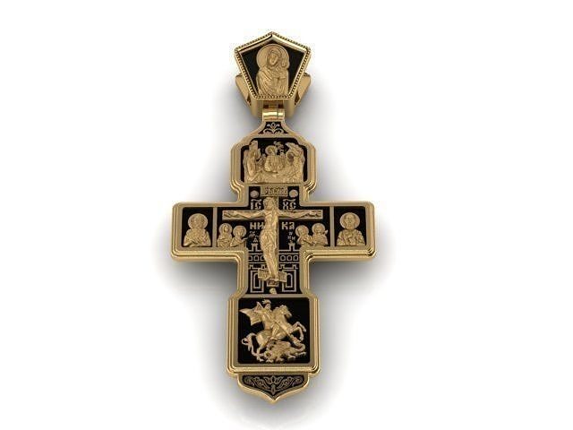 cross russian pendant in gold 3D print model