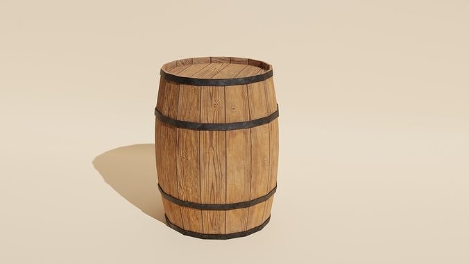 Wooden barrel Low-poly 3D model