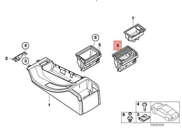 3 series e46 Rear Ashtray Slider Roller Cover  3D print model_6