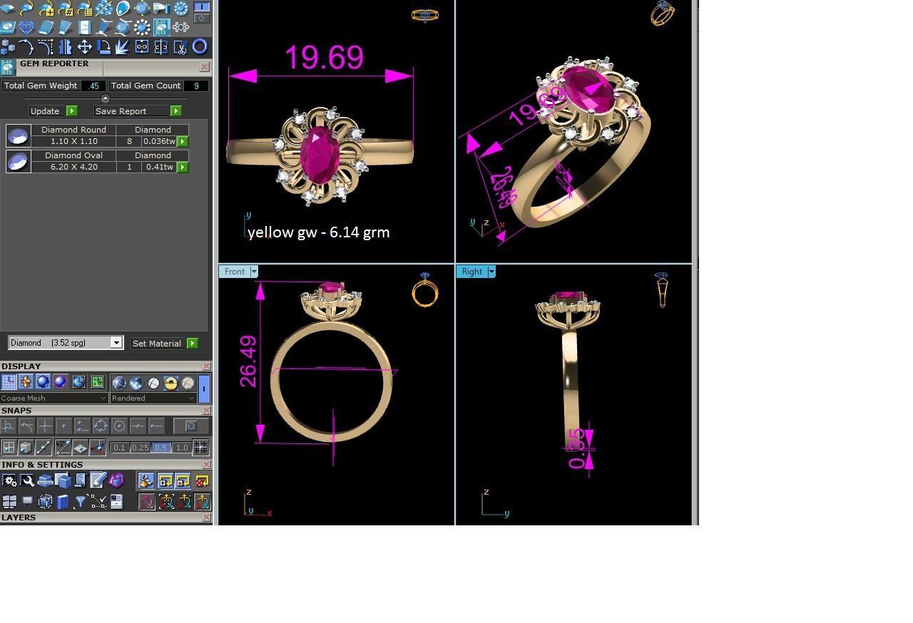 Women Diamond Ring 3dm render details 3D print model_5