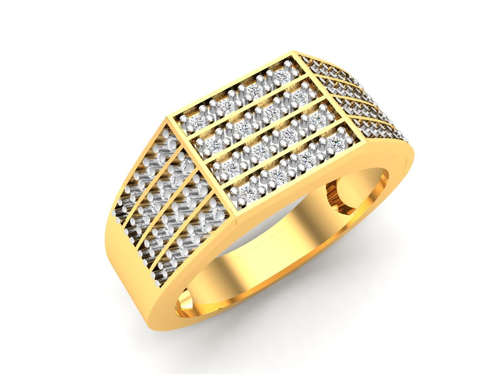 Gents Diamond Ring 3dm render details 3D print model_3