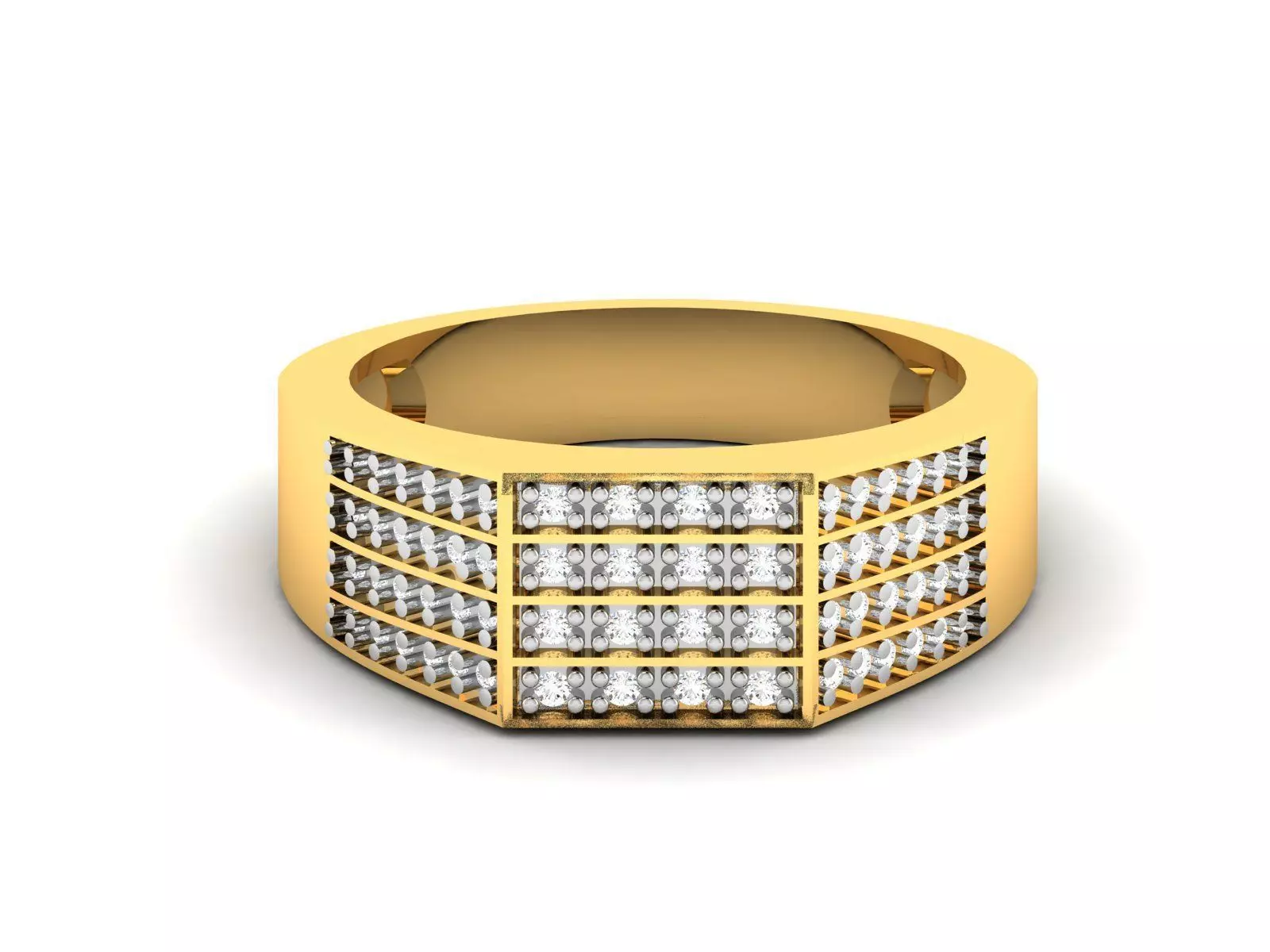 Gents Diamond Ring 3dm render details 3D print model_0