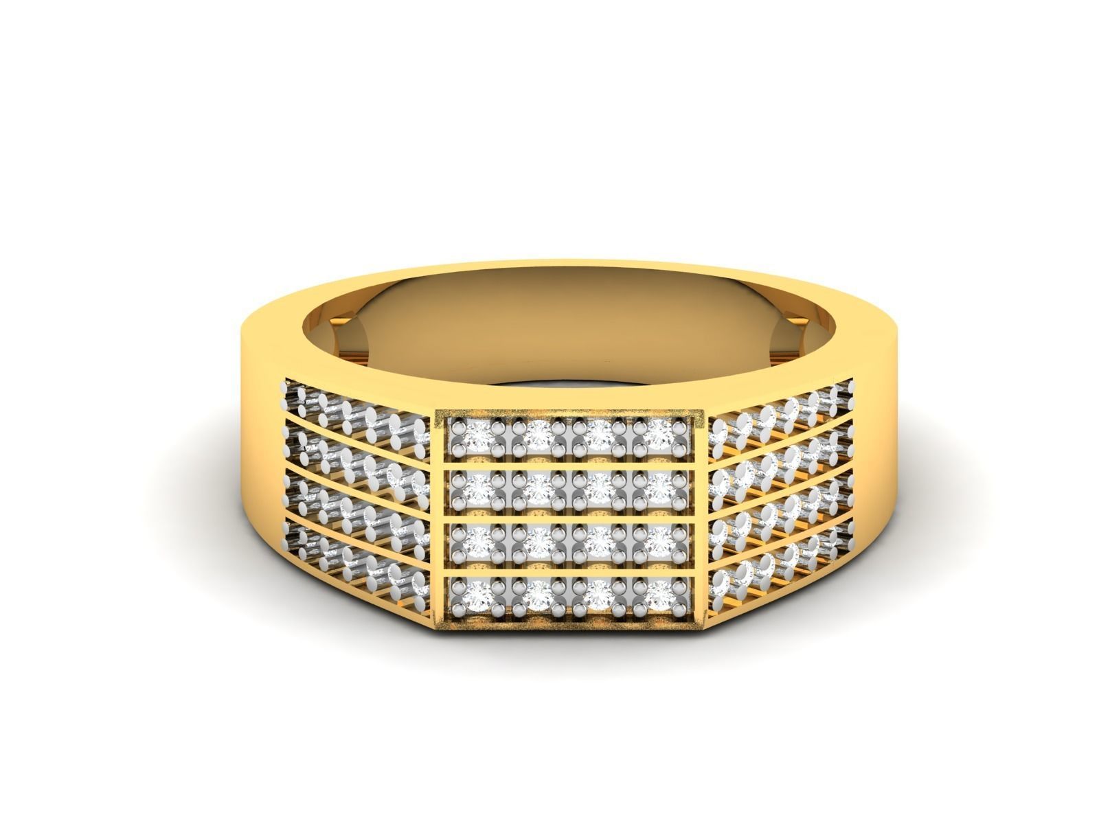 Gents Diamond Ring 3dm render details 3D print model_8