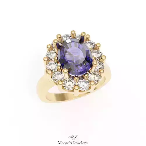 Scalloped Oval Halo Engagement Ring 3d Model Stl File 3D print model