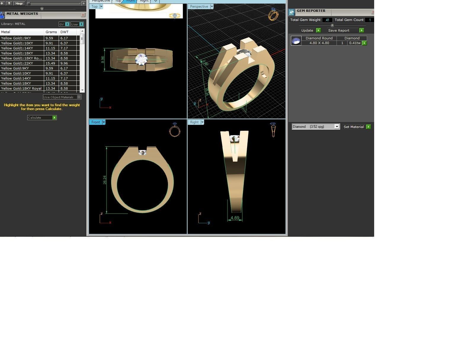 Gents Diamond Ring 3dm render details 3D print model_5