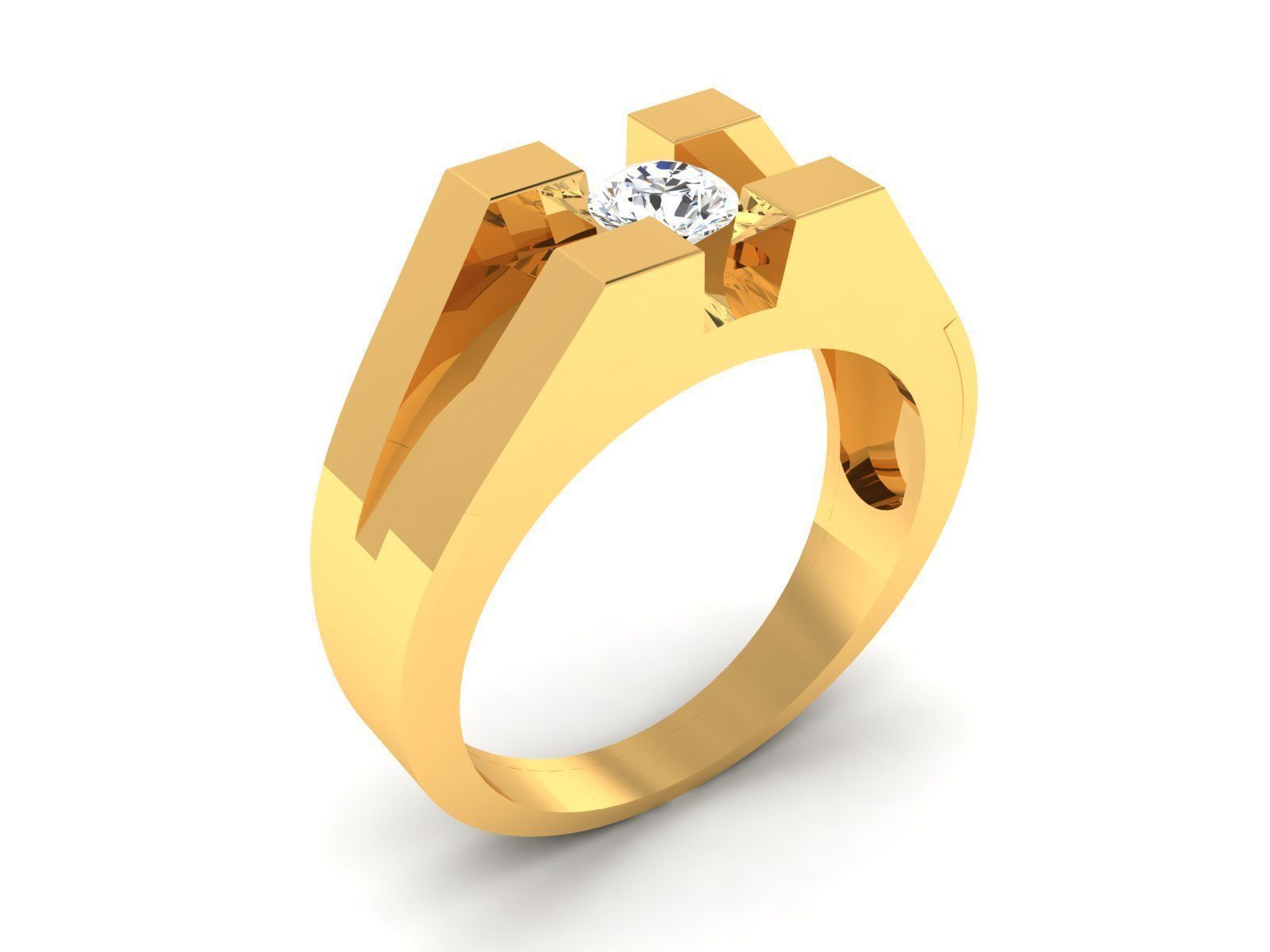 Gents Diamond Ring 3dm render details 3D print model_4