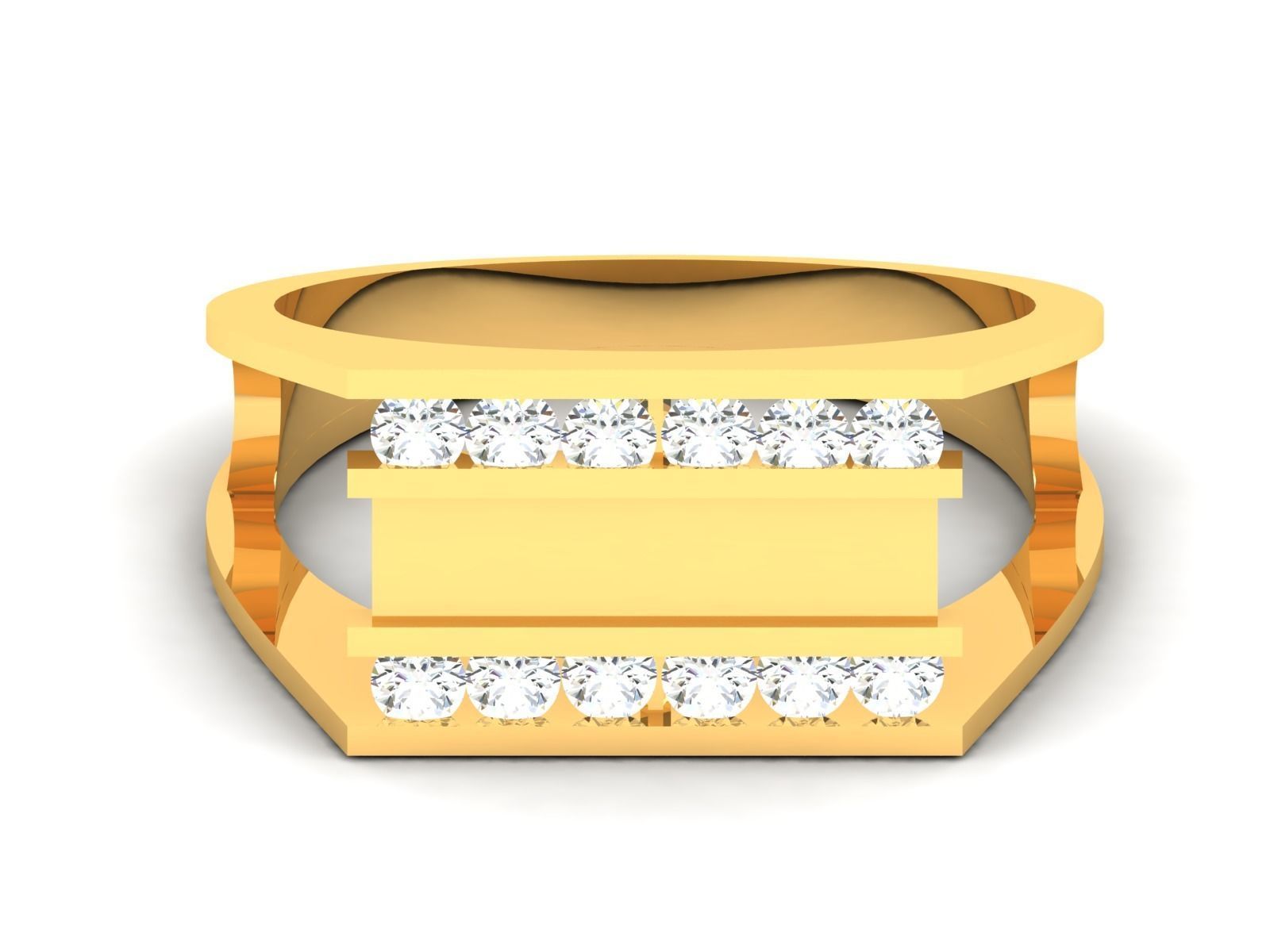 Gents Diamond Ring 3dm render details 3D print model_1