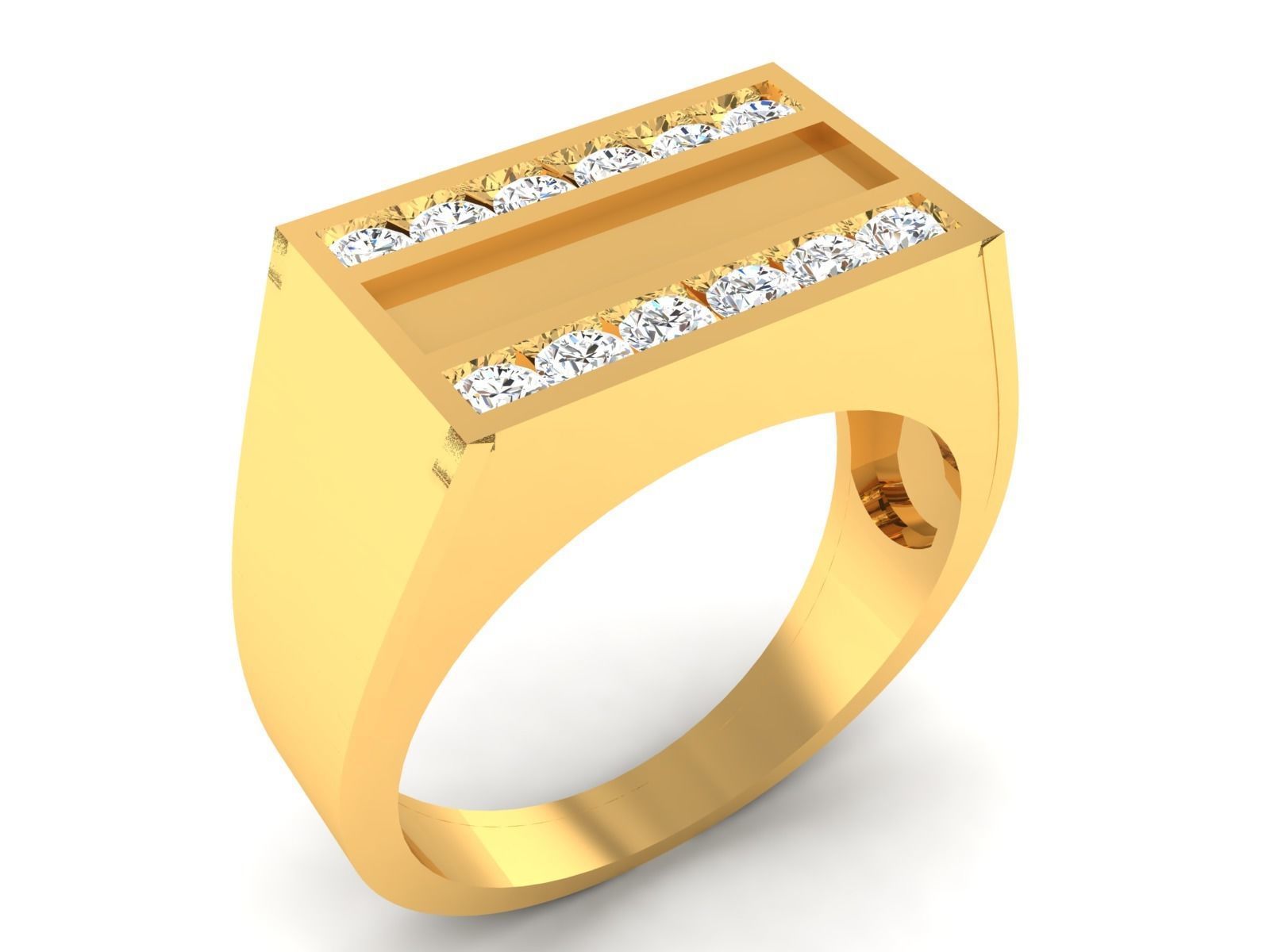 Gents Diamond Ring 3dm render details 3D print model_4