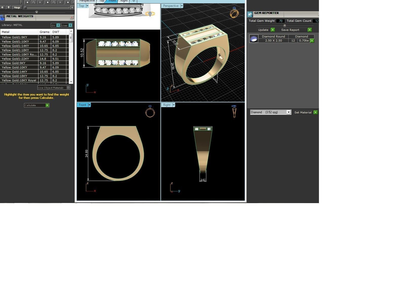Gents Diamond Ring 3dm render details 3D print model_3