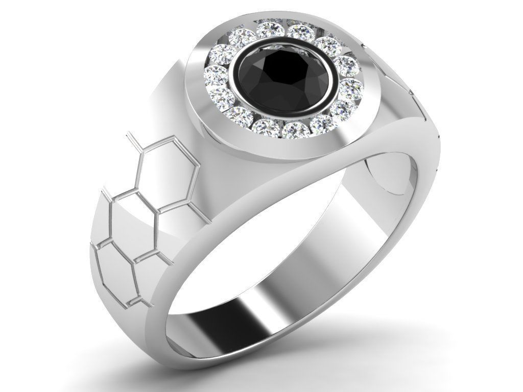 Gents Diamond Ring 3dm render details 3D print model_9