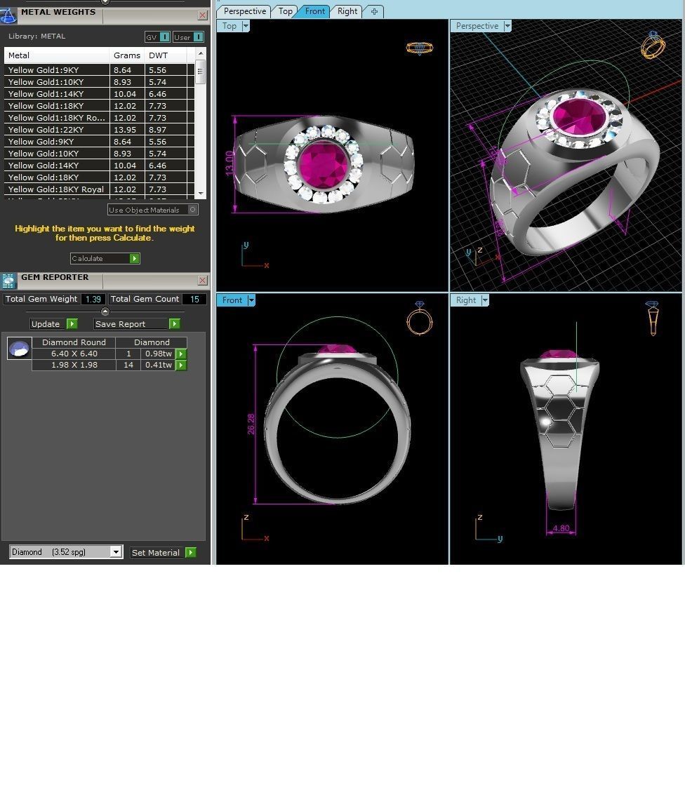 Gents Diamond Ring 3dm render details 3D print model_3