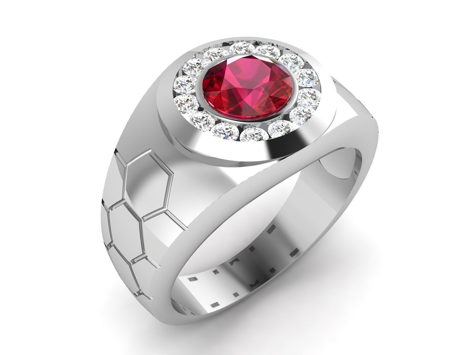 Gents Diamond Ring 3dm render details 3D print model_2