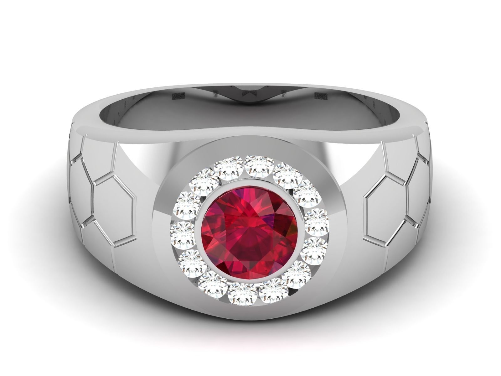 Gents Diamond Ring 3dm render details 3D print model_8