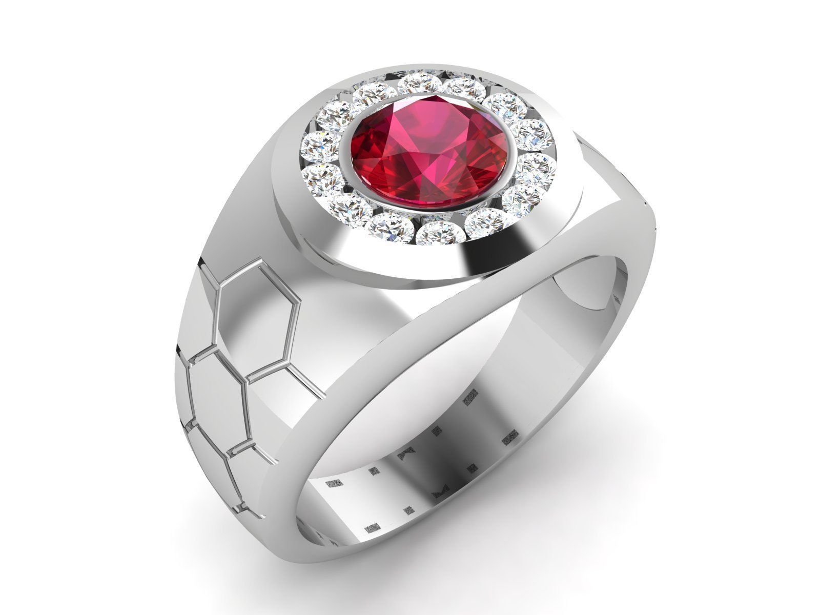 Gents Diamond Ring 3dm render details 3D print model_1