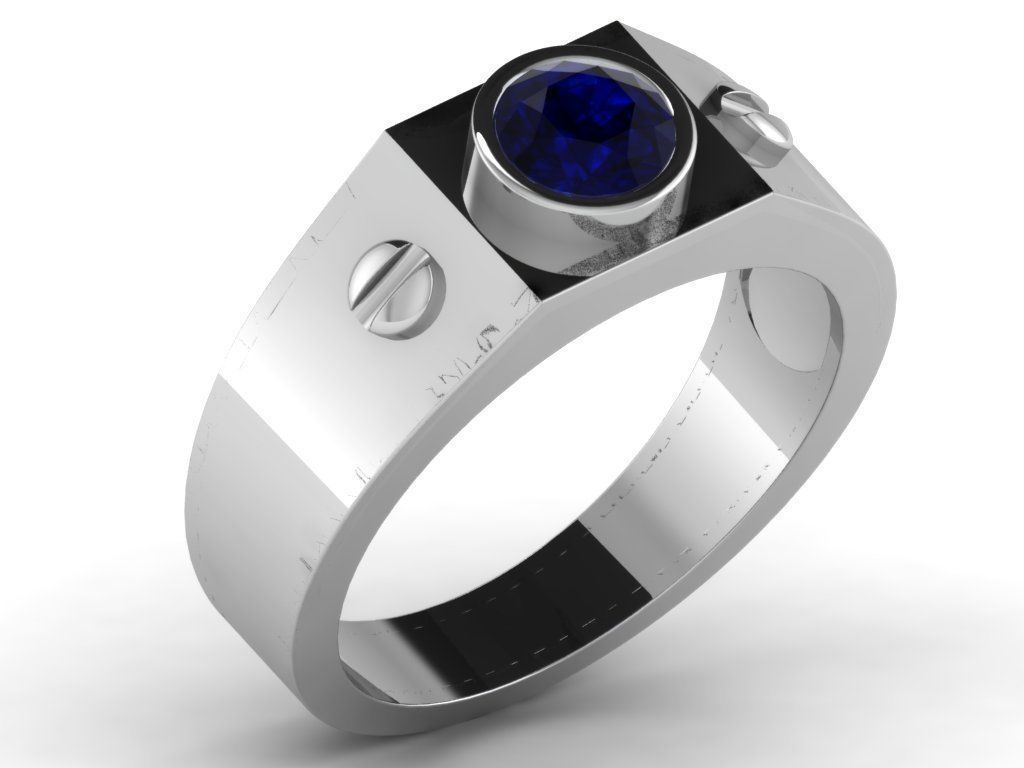 Gents Diamond Ring 3dm render details 3D print model_8
