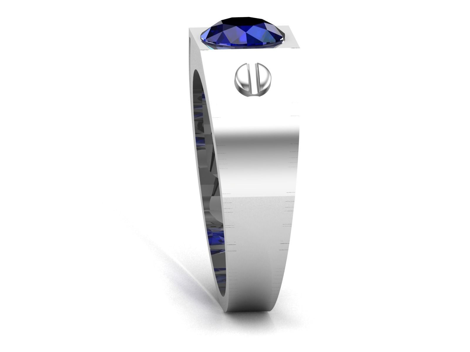 Gents Diamond Ring 3dm render details 3D print model_6
