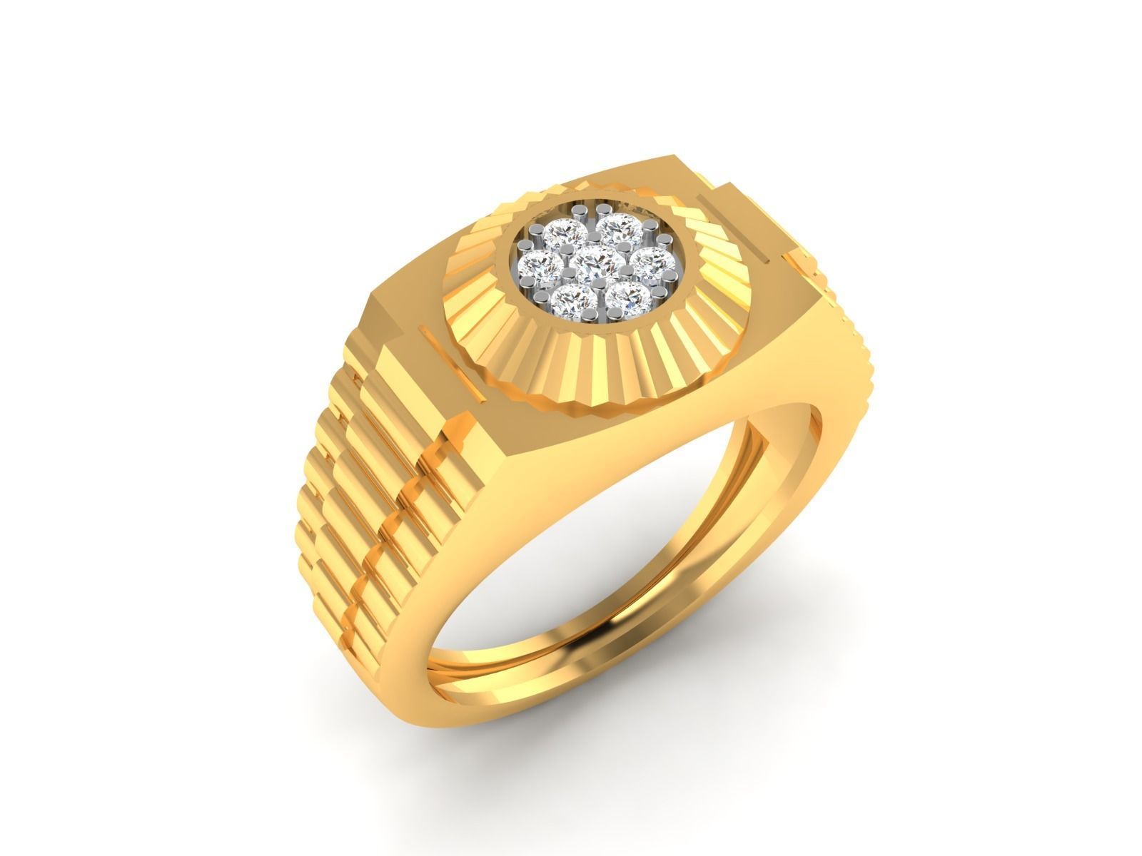 Gents Diamond Ring 3dm render details 3D print model_1