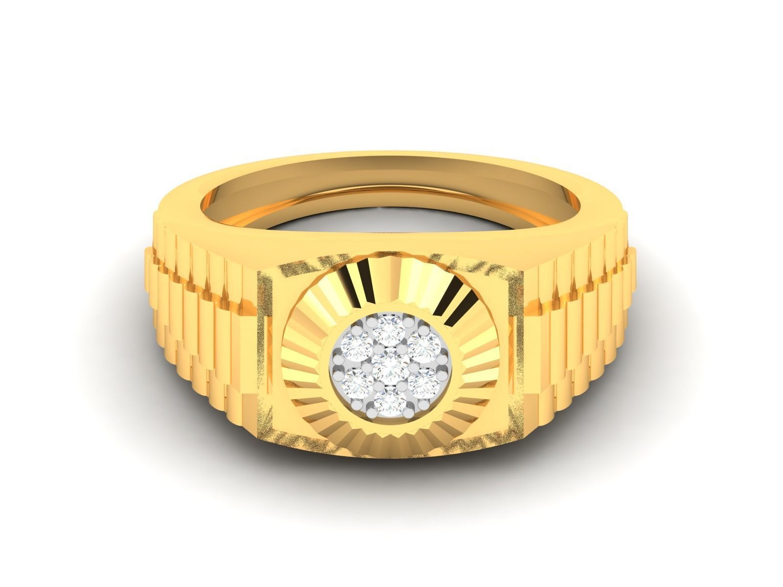 Gents Diamond Ring 3dm render details 3D print model_7