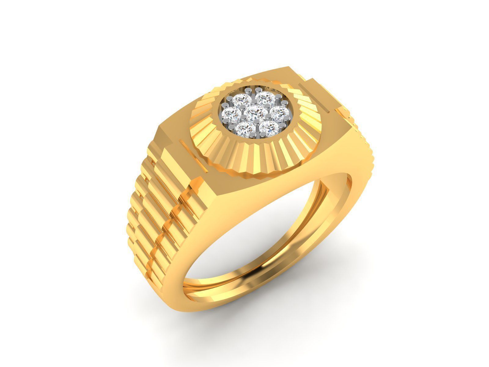 Gents Diamond Ring 3dm render details 3D print model_2