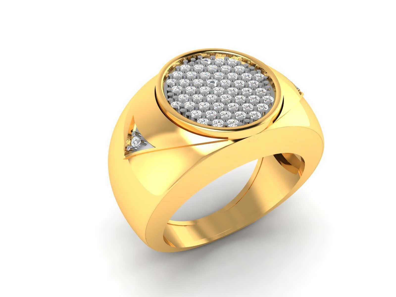 Gents Diamond Ring 3dm render details 3D print model_1