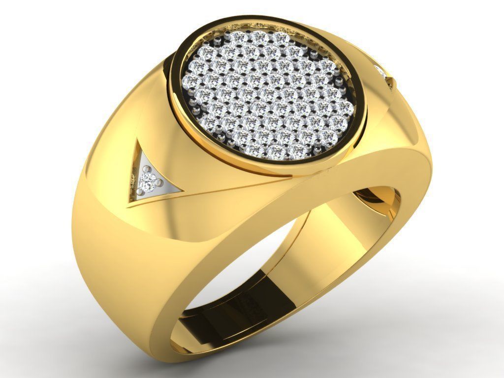 Gents Diamond Ring 3dm render details 3D print model_8