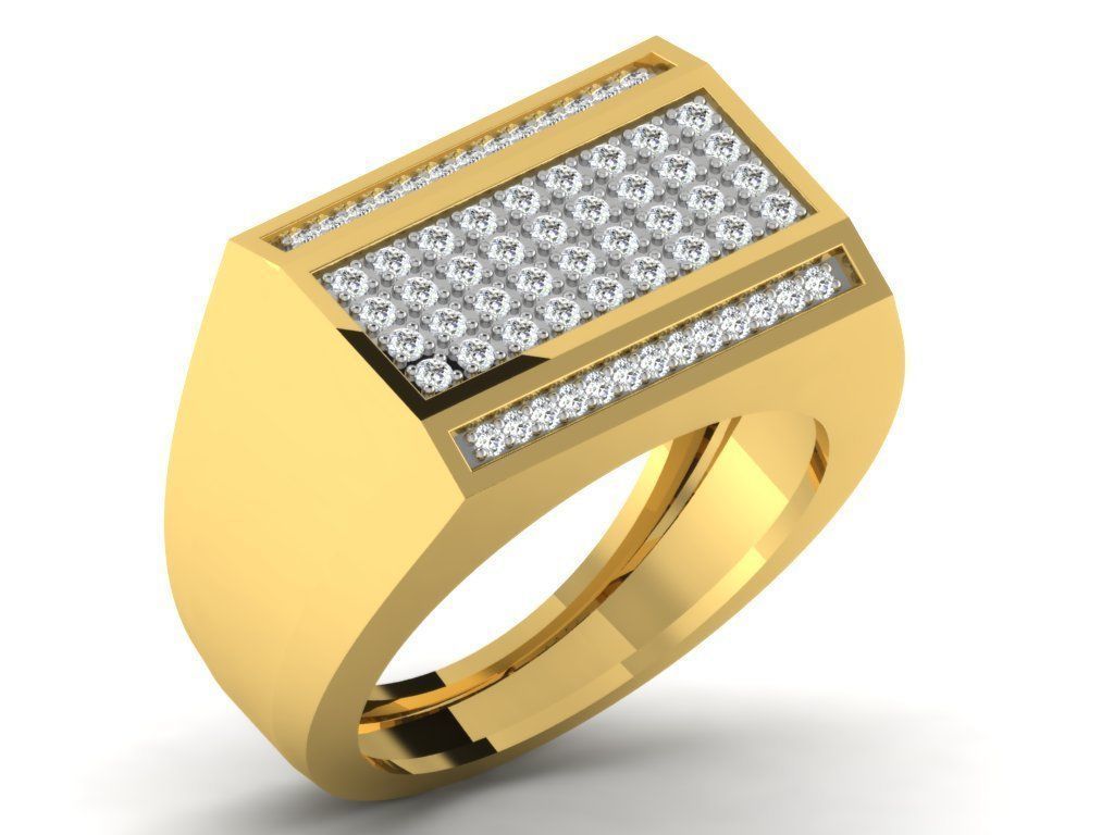 Gents Diamond Ring 3dm render details 3D print model_8