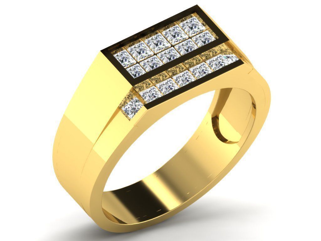 Gents Diamond Ring 3dm render details 3D print model_8
