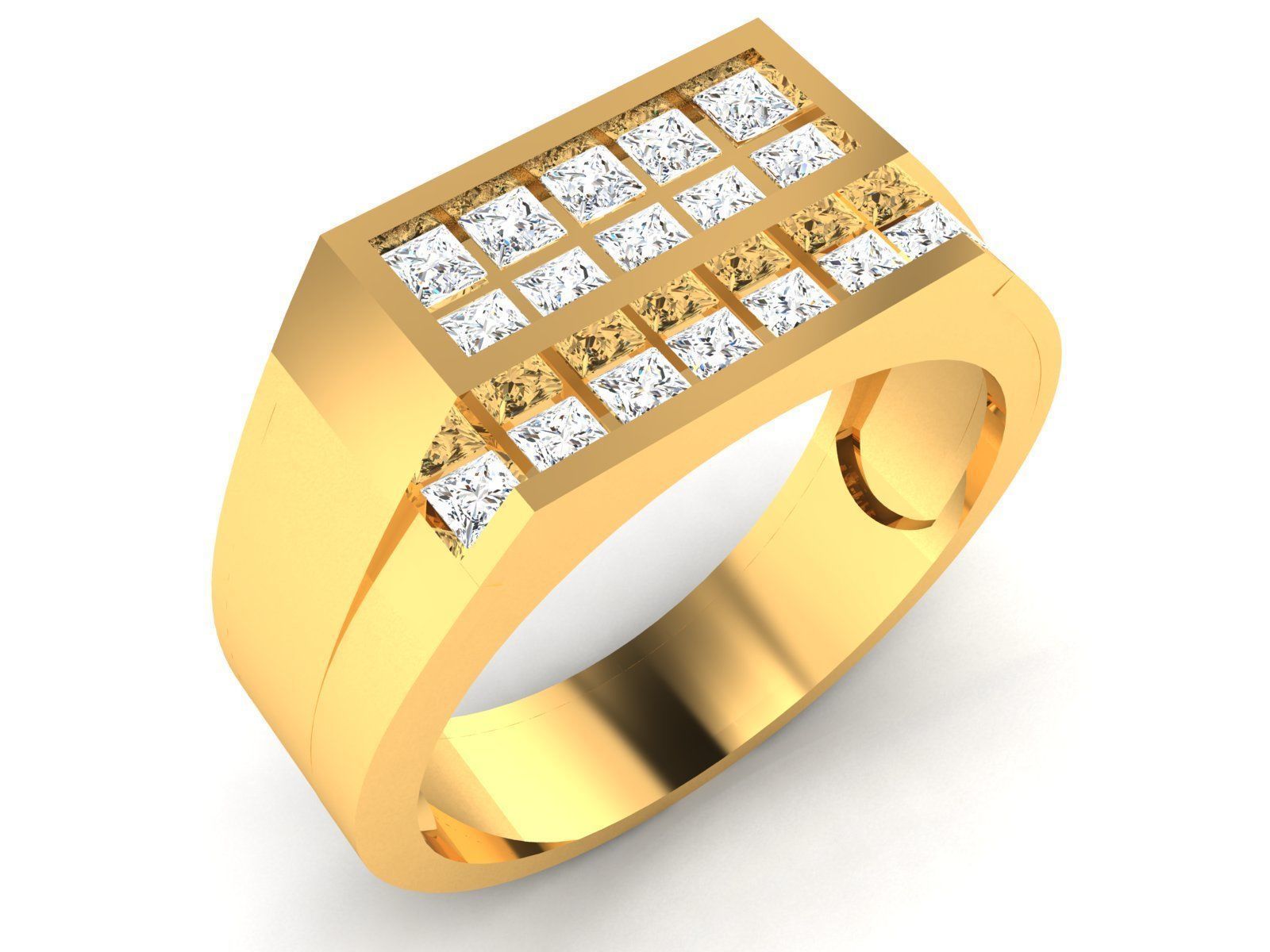 Gents Diamond Ring 3dm render details 3D print model_1