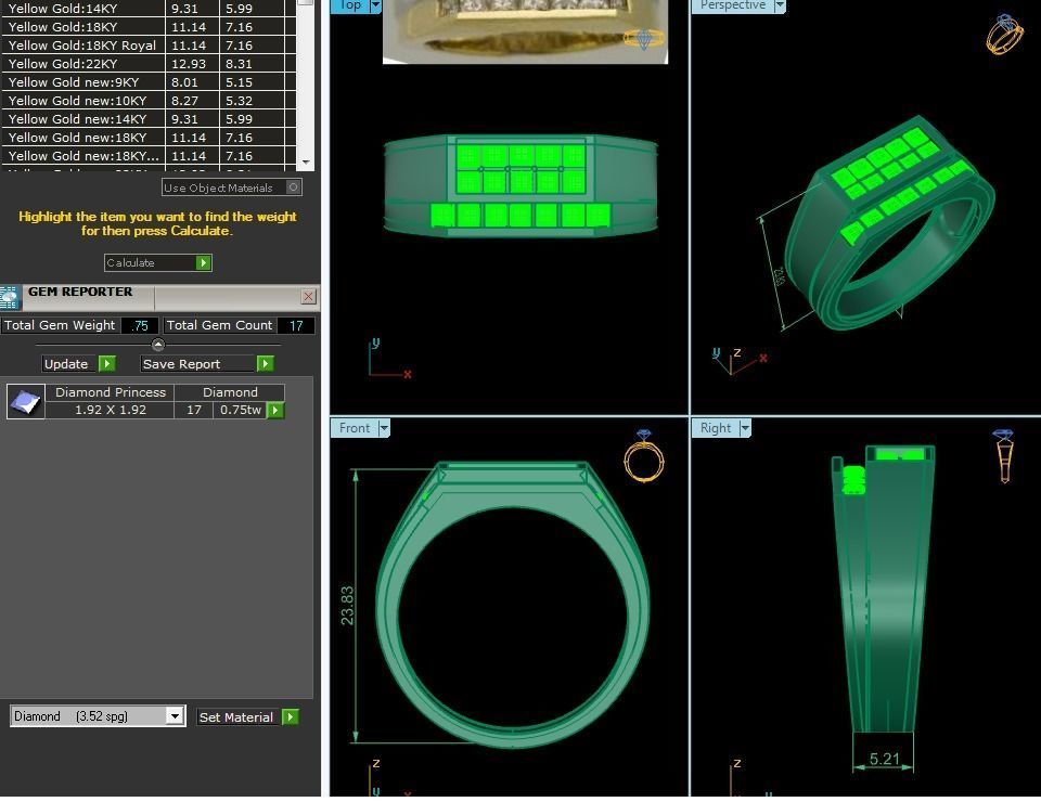 Gents Diamond Ring 3dm render details 3D print model_9