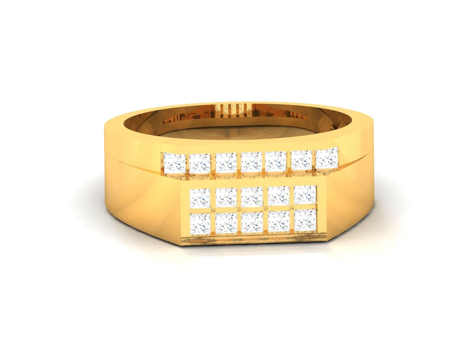Gents Diamond Ring 3dm render details 3D print model_7