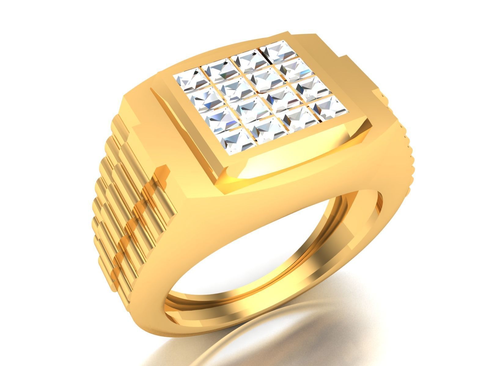 Gents Diamond Ring 3dm render details 3D print model_2